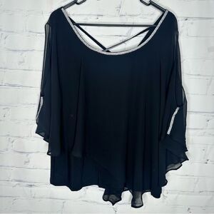 NY Collection large black flowy top -‎ brand new with tags!